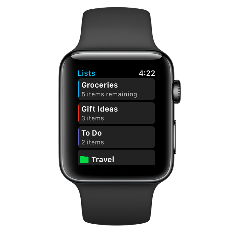AnyList for Apple Watch - Lists screen